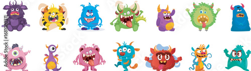 Wallpaper Mural Fun Monster Characters Icons and Vector Bundle Set perfect for games, illustrations, and creative projects. Torontodigital.ca