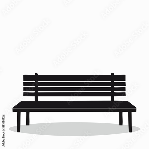 park bench black silhouette vector, Simple silhouette Design vector icon with white background.