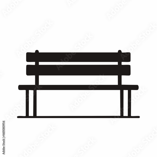 park bench black silhouette vector, Simple silhouette Design vector icon with white background.