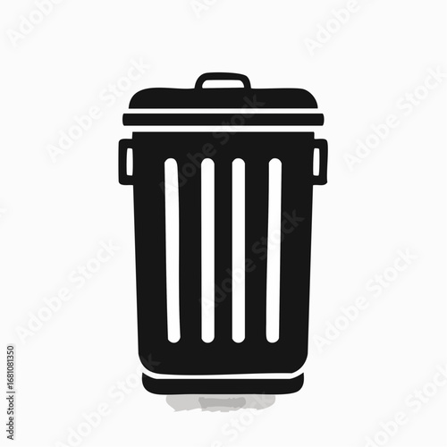dustbin black silhouette vector, Simple silhouette Design vector icon with white background.