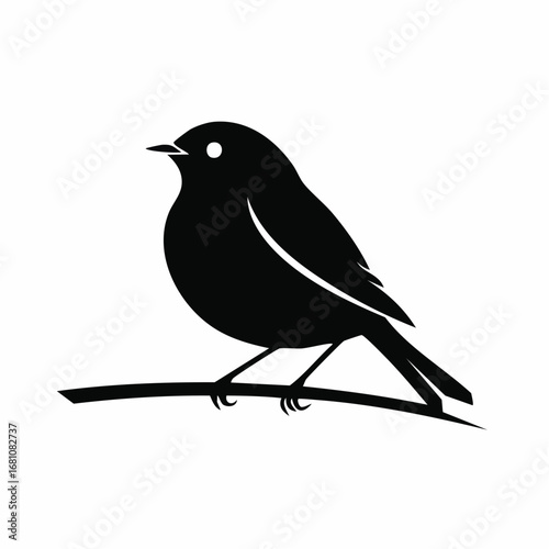 robin bird black silhouette vector, Simple silhouette Design vector icon with white background. Wild bird