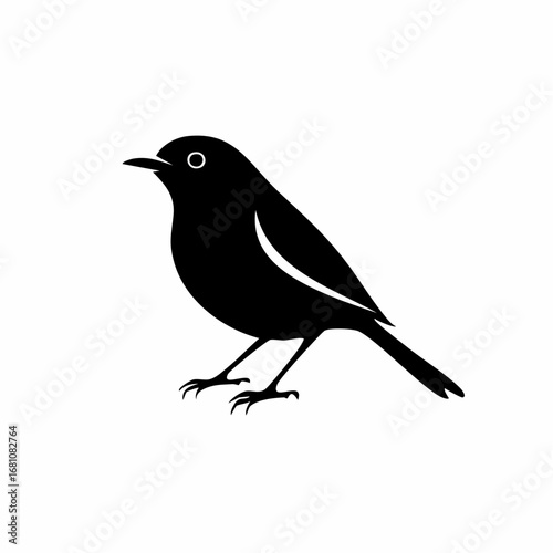 robin bird black silhouette vector, Simple silhouette Design vector icon with white background. Wild bird