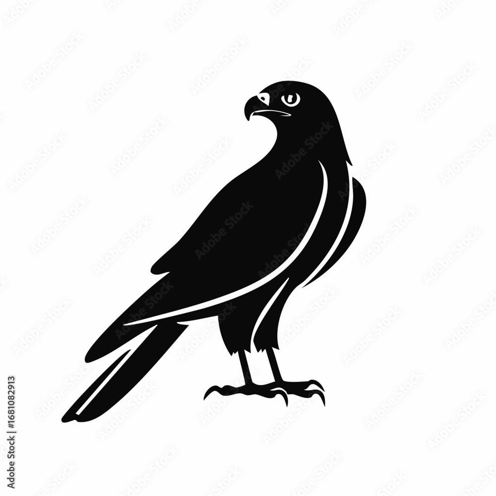 Fototapeta premium hawk bird black silhouette vector, Simple silhouette Design vector icon with white background. Wild bird
