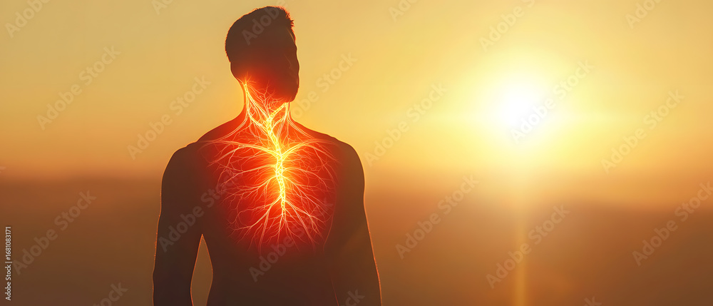 custom made wallpaper toronto digitalNeuropathic pain illustration glowing nervous system. visuals for medical campaigns, healthcare training, and wellness education.