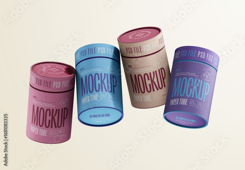 Flying Paper Tube Packaging Mockup