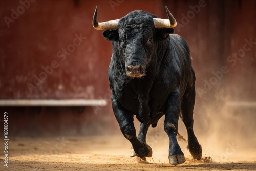 Spanish bullring s black bull