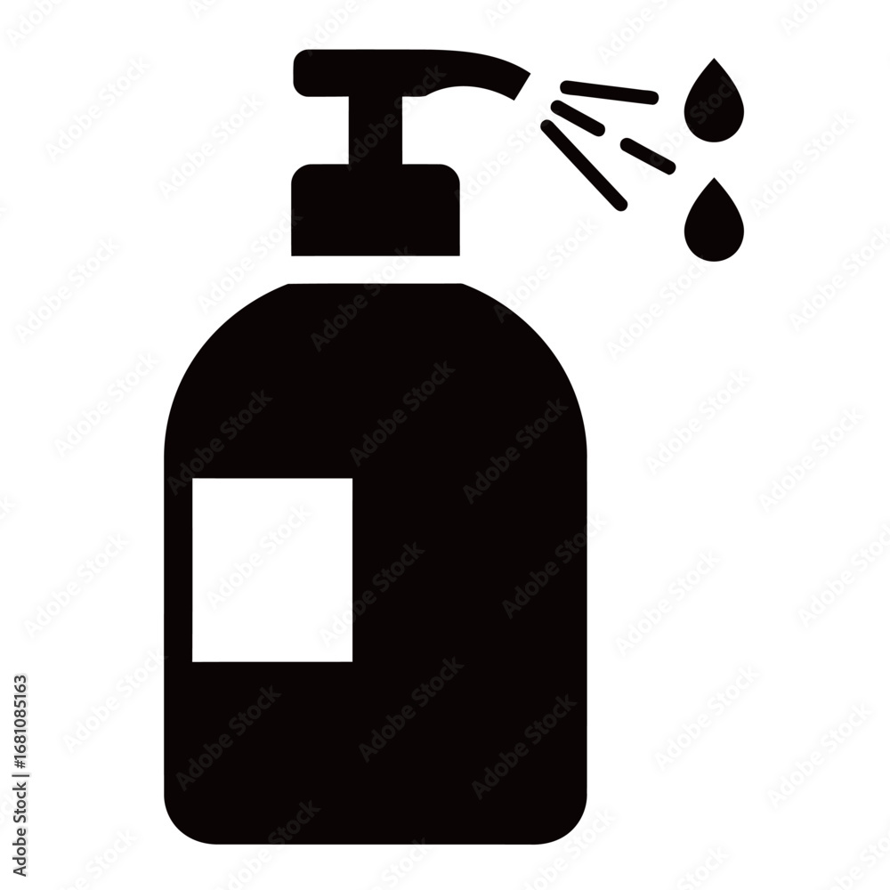 black and white silhouette of hand sanitizer vector on white background black and white silhouette of hand sanitizer vector on white background