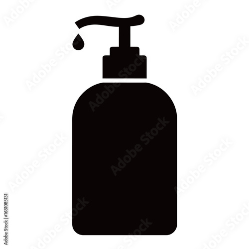 black and white silhouette of hand sanitizer vector on white background