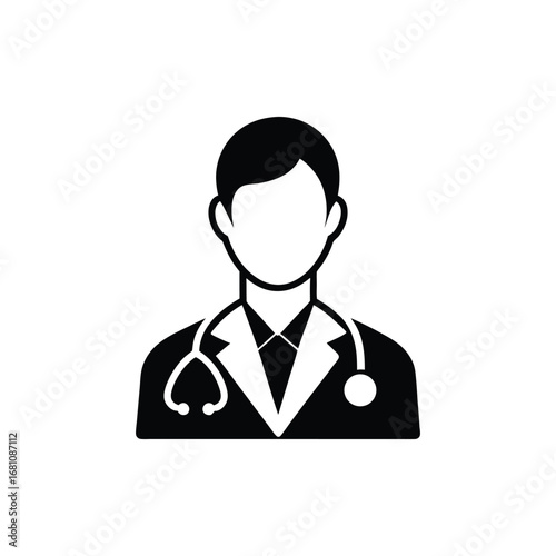 doctor con silhouette vector on white background