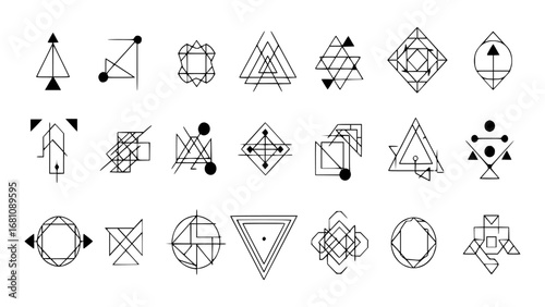 Assortment of minimalist geometric icons and symbols