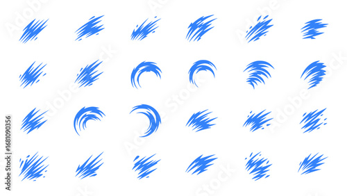 Vibrant blue brush stroke and abstract effect icons