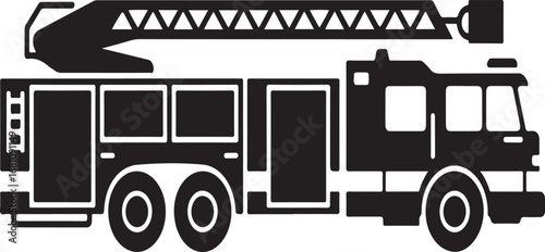Firefighting vehicle with extended ladder and rescue equipment fire truck emergency vehicle