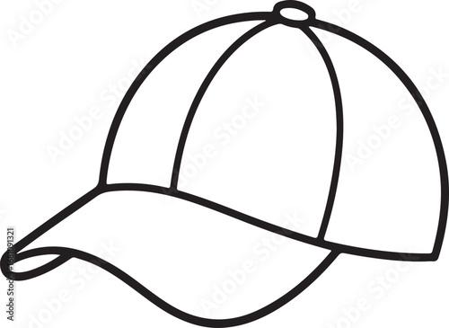 Simple black outline of a baseball cap headwear accessory