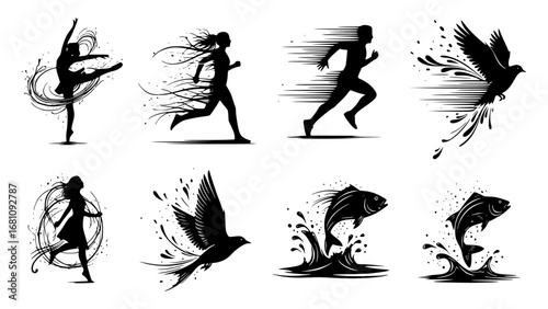 Dynamic silhouette collection of action and movement