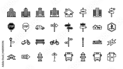 Collection of urban and street icons