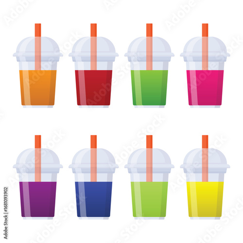 Fresh Juice in Plastic Cup Vector Illustration