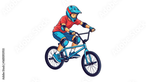 BMX Rider: Witness the artistry of a BMX rider, skillfully executing a stunt against a dynamic and colorful backdrop. Every element of this illustration captures the rider's focus, energy.