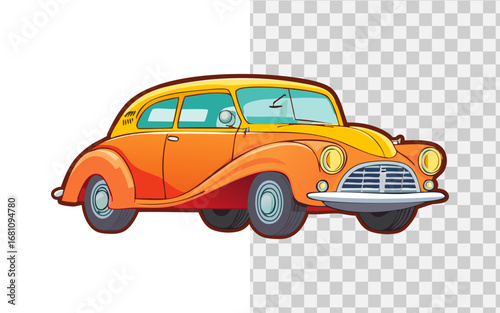 Vintage Cartoon Car Illustration - Retro Automobile Design