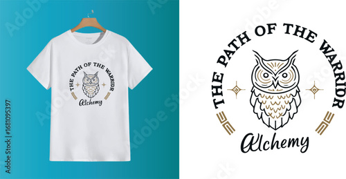Vector illustration of a blank cotton t-shirt template with a simple abstract background and a flying bird, perfect for fashion and apparel designs
