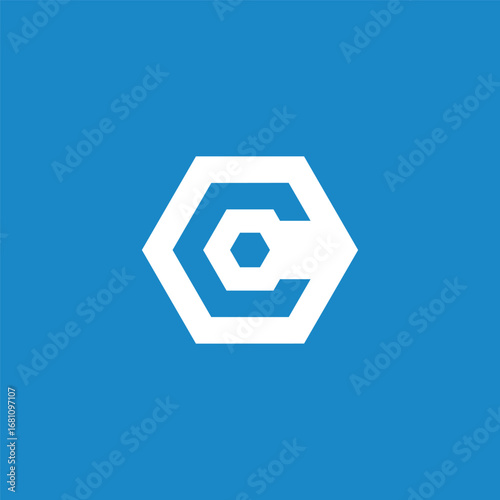Hexagon Geometric Letter C Logo Design Vector Template