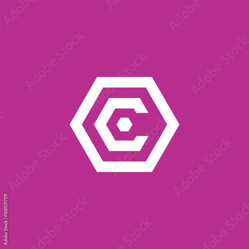 Hexagon Geometric Letter C Logo Design Vector Template