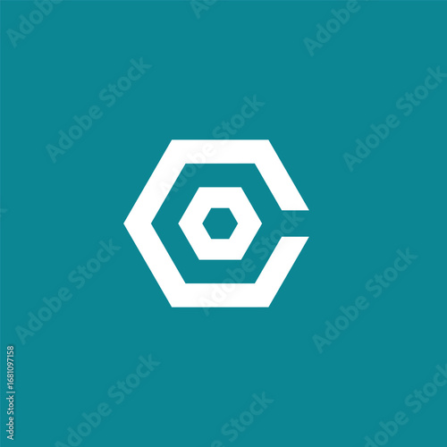 Hexagon Geometric Letter C Logo Design Vector Template