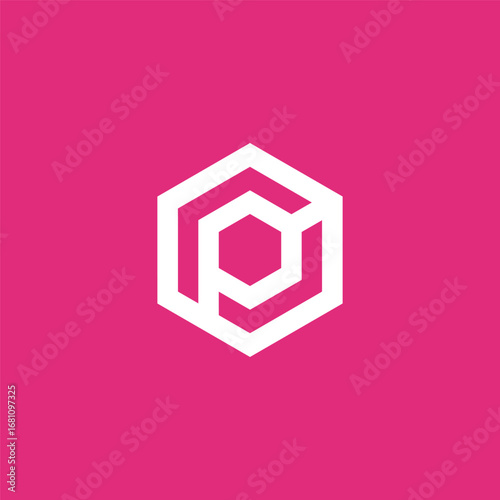 Hexagon Geometric Letter P Logo Design Vector Template