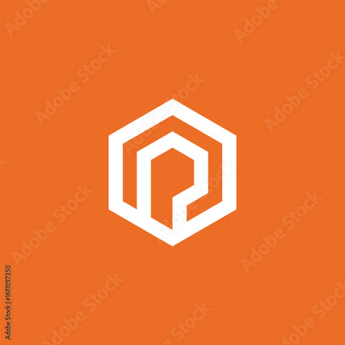 Hexagon Geometric Letter P Logo Design Vector Template