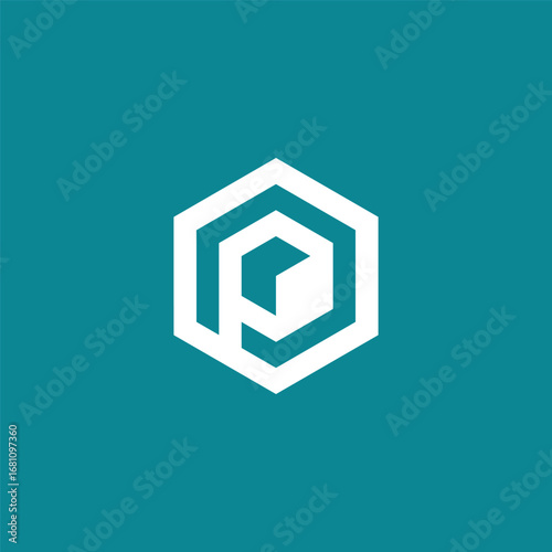 Hexagon Geometric Letter P Logo Design Vector Template