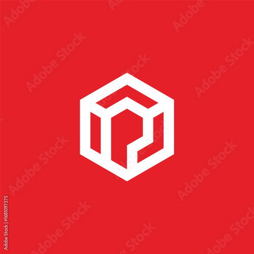 Hexagon Geometric Letter P Logo Design Vector Template
