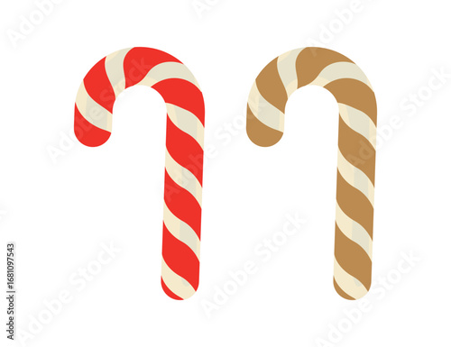 Candy Cane Vector Flat Icon – Christmas Sweet Illustration