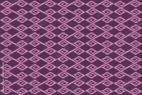 Geometric Thai textile pattern featuring interlocking diamond shapes in pink on a deep purple background, creating a modern yet traditional look.