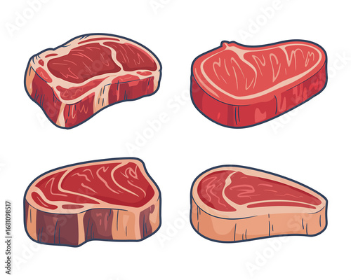 Fresh Raw Meat Cuts A Delicious Digital Illustration of Steaks