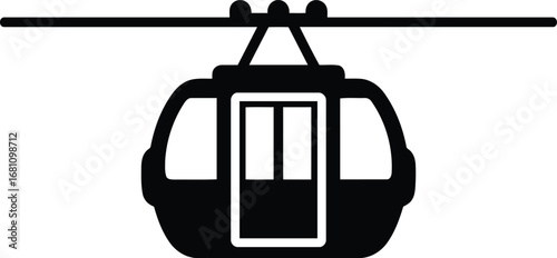 Black Silhouette of a Cable Car Gondola.