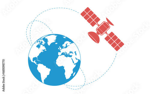 A Satellite Orbiting Earth A Minimalist Illustration of Global Communication , Science and Technology