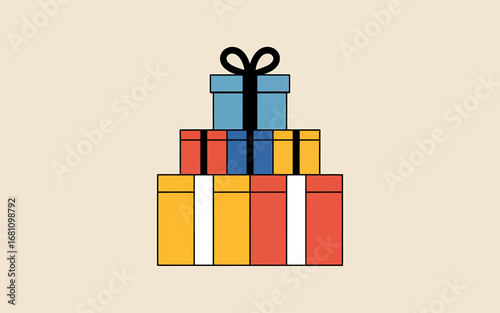 Stacked Gifts A Minimalist Illustration of Celebration and Giving