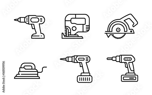 Black and White Line Art A Set of 9 Icons Arranged for Design and Crafts