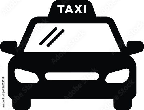 Black Taxi Cab Icon Illustration.