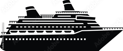 Cruise Ship Silhouette Vector Illustration.
