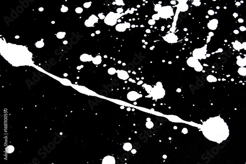 Abstract grunge black and white distressed texture splatter splash paint transparent overlay background