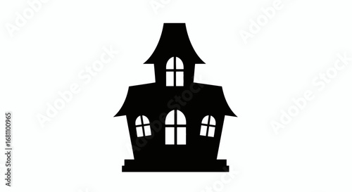 Haunted house silhouette Halloween spooky scary abandoned building dark night horror scene