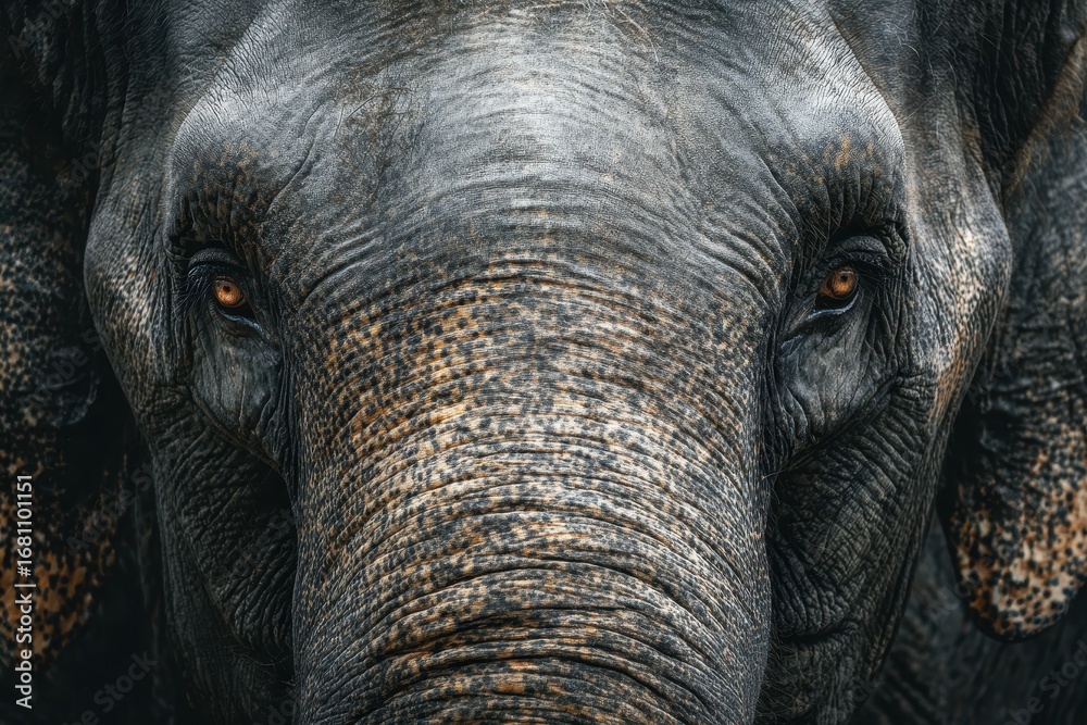 Fototapeta premium Close up of a tired elephant s face