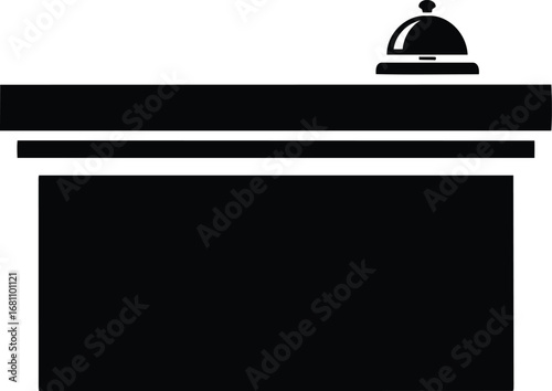Hotel Reception Desk Icon with Bell.