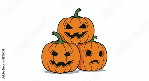Halloween carved pumpkin stack jack o lantern spooky decoration night festival celebration