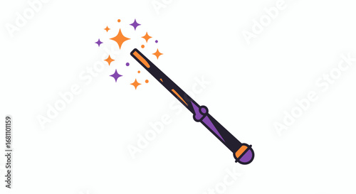Halloween magic wand sparkles spooky witch tool horror night festival celebration