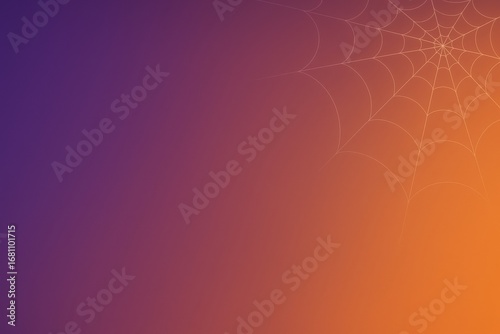 halloween themed background with spider web on purple and orange gradient creating spooky atmosphere