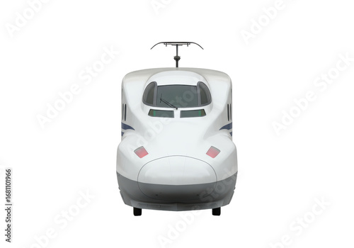 Isolated Shinkansen high-speed bullet train, front view, railway vehicle, transport