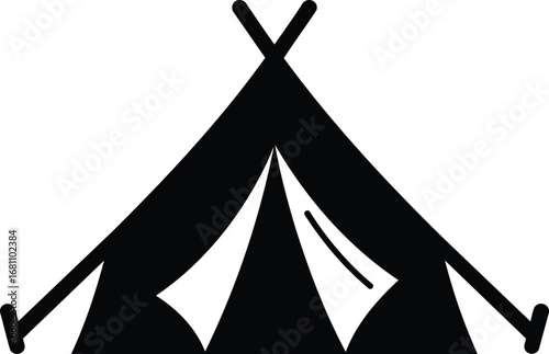 Simple Black Silhouette of a Camping Tent.