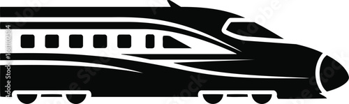 Sleek Black HighSpeed Train Icon Illustration.