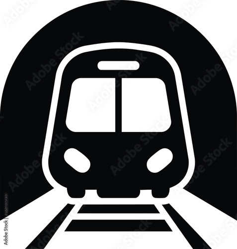 Subway Train Entering Underground Tunnel.